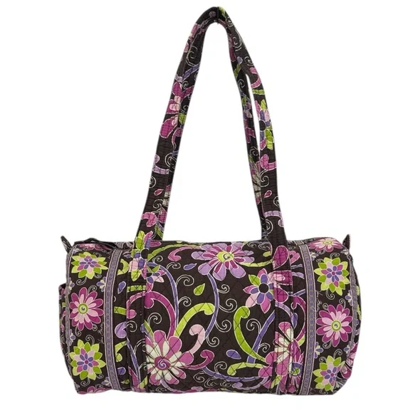 Vera Bradley Purple Punch Retired Brown Pink Green Travel Shoulder Duffle Bag - Picture 4 of 13